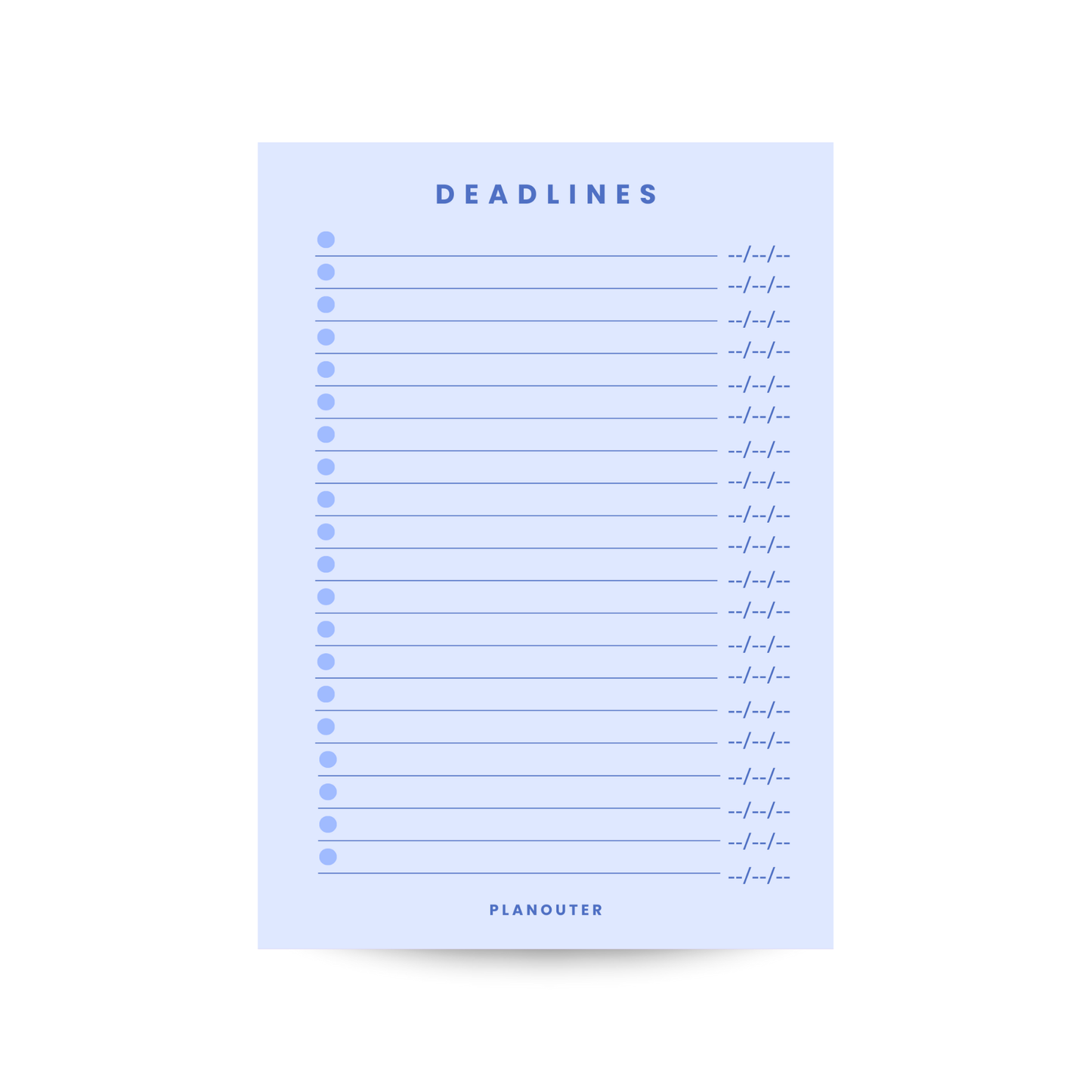 Deadlines Notepad - Blue