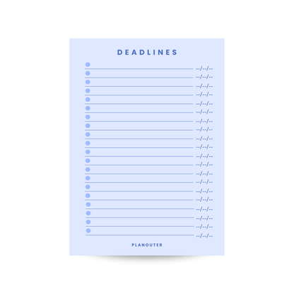 Deadlines Notepad - Blue