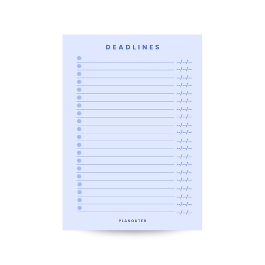 Deadlines Notepad - Blue