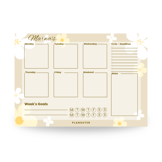 Dreamy Flowers Gold Weekly DeskPad