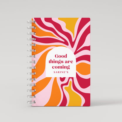 Swirls Orange Pink Lined Notebook