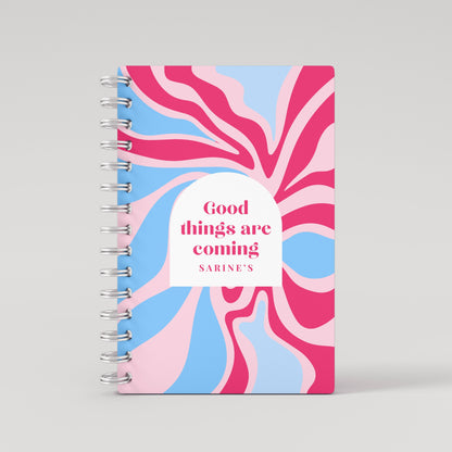 Swirls Blue Pink Lined Notebook