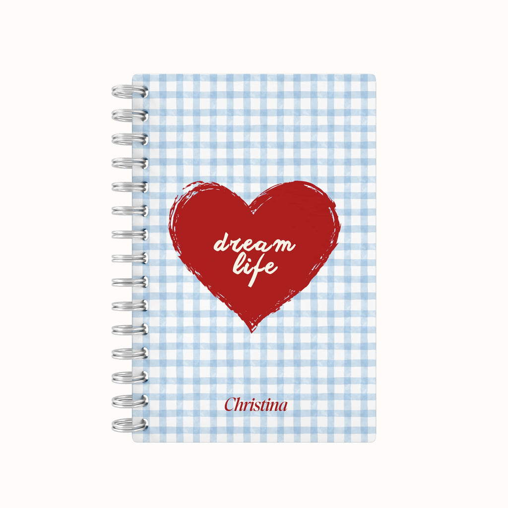 Dream Life Heart Lined Notebook - Blue