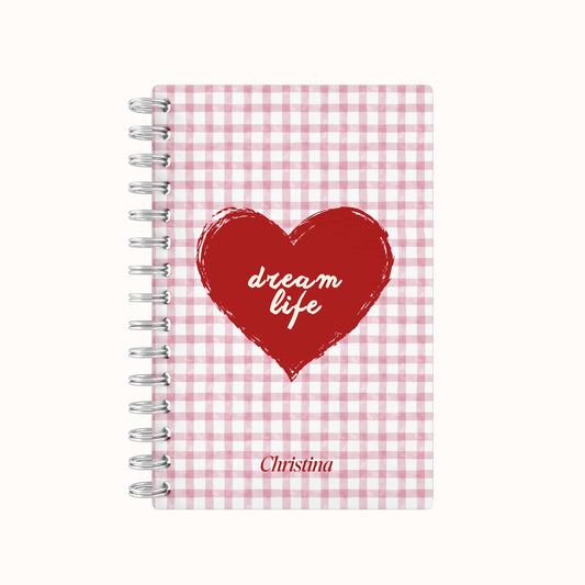 Dream Life Heart Lined Notebook - Pink