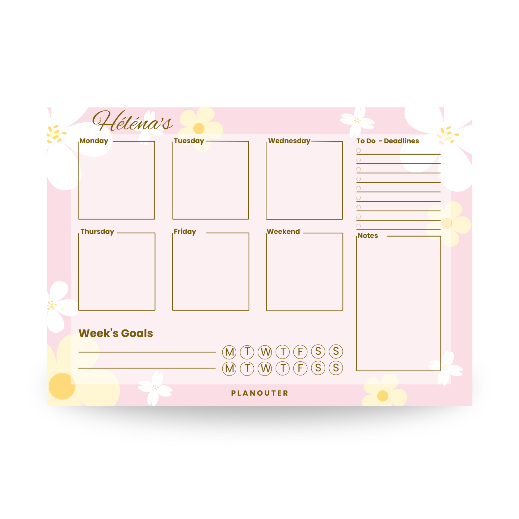 Dreamy Flowers Pink Weekly DeskPad