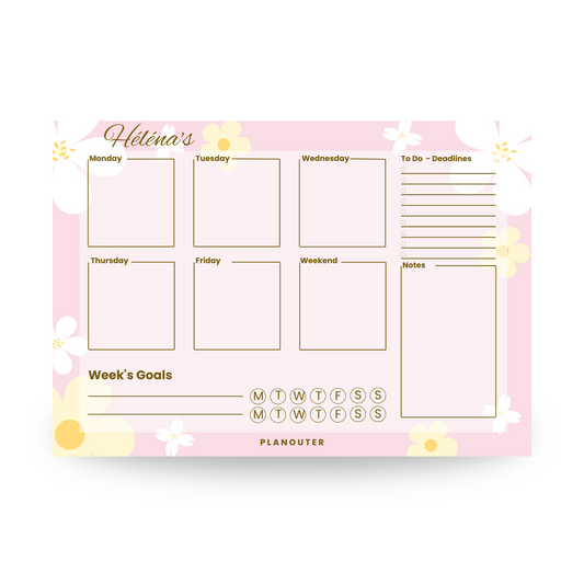 Dreamy Flowers Pink Weekly DeskPad