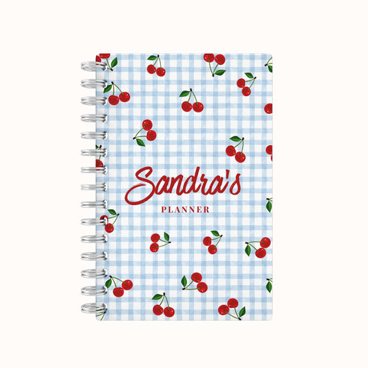 Checkered Cherries 2026 Weekly Planner - Blue