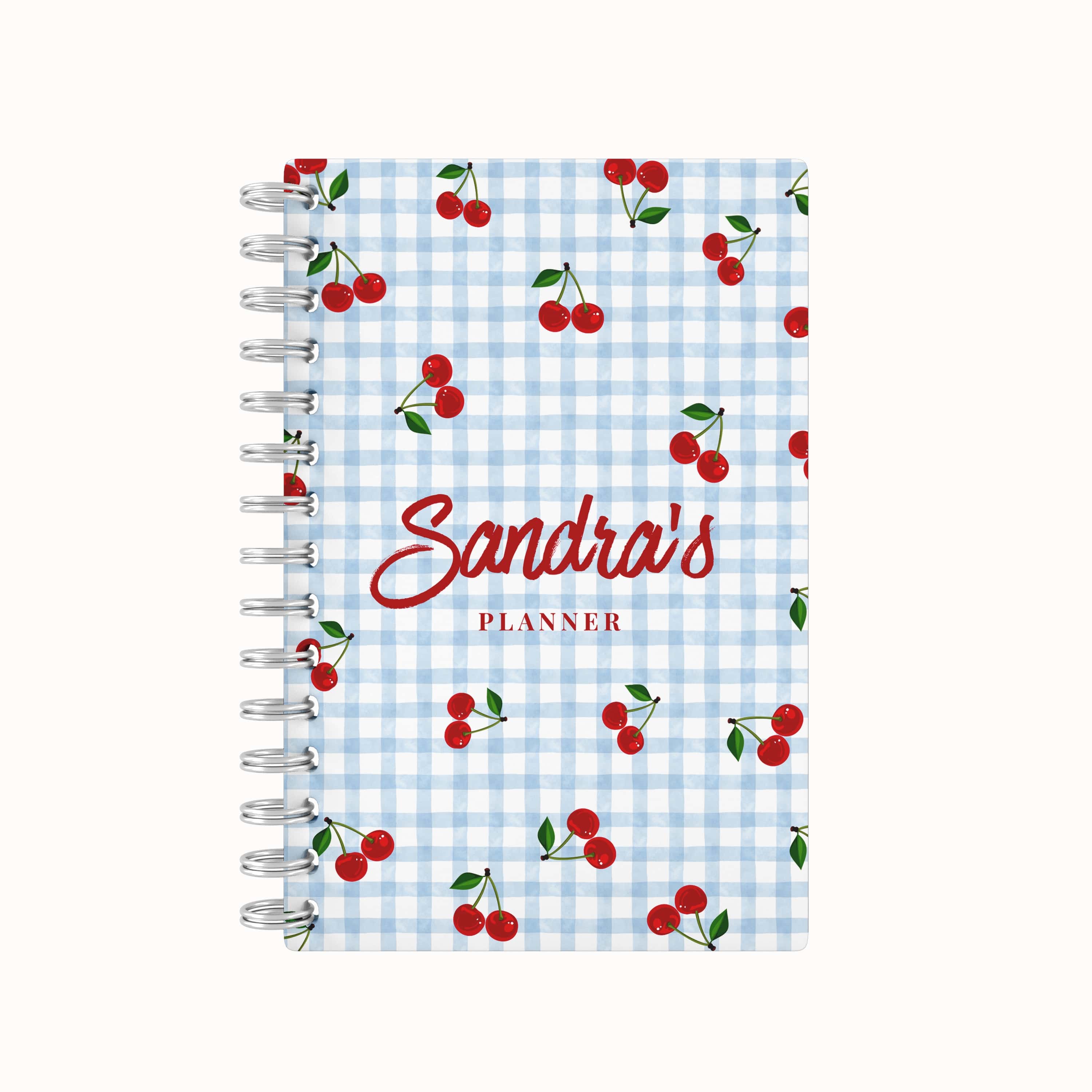Checkered Cherries 2026 Desk Planner - Blue