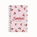 Checkered Cherries Lined Notebook - Pink