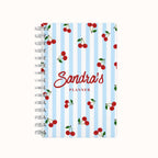 Stripes Cherries Lined Notebook - Blue