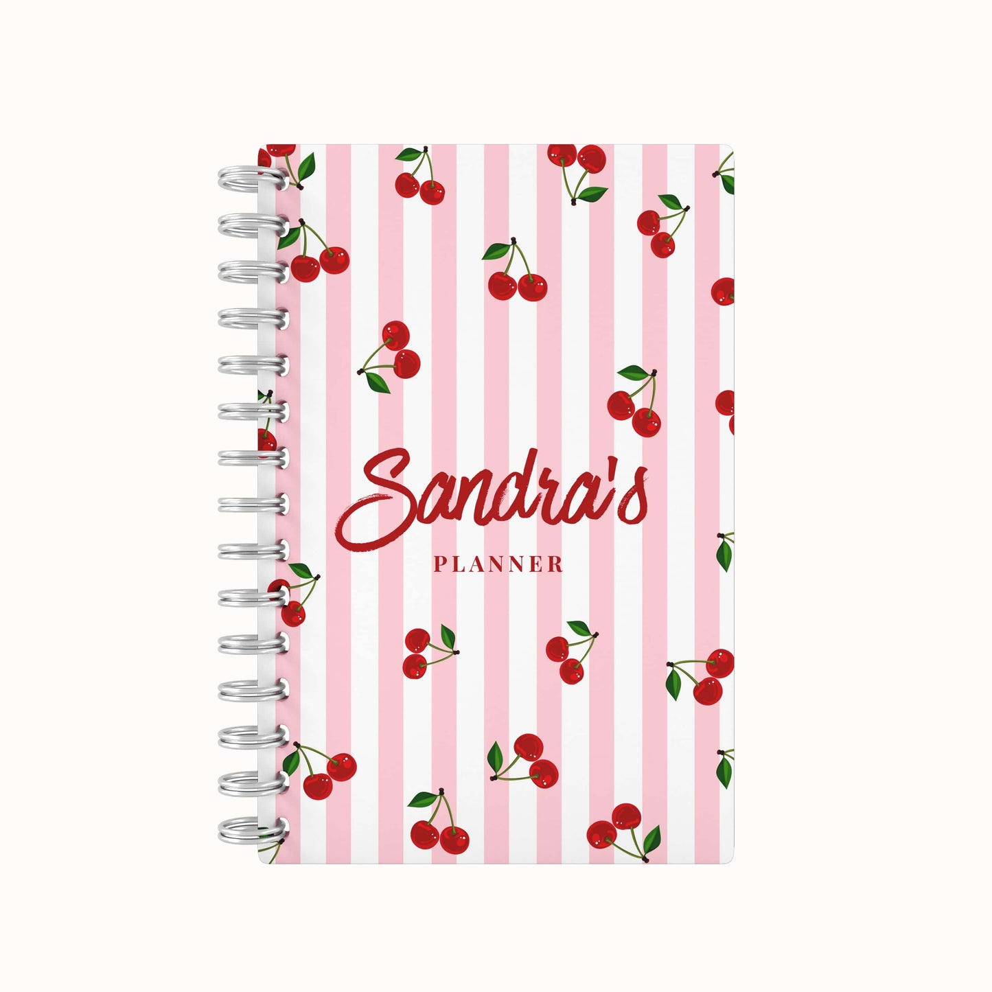 Stripes Cherries 2026 Weekly Planner - Pink