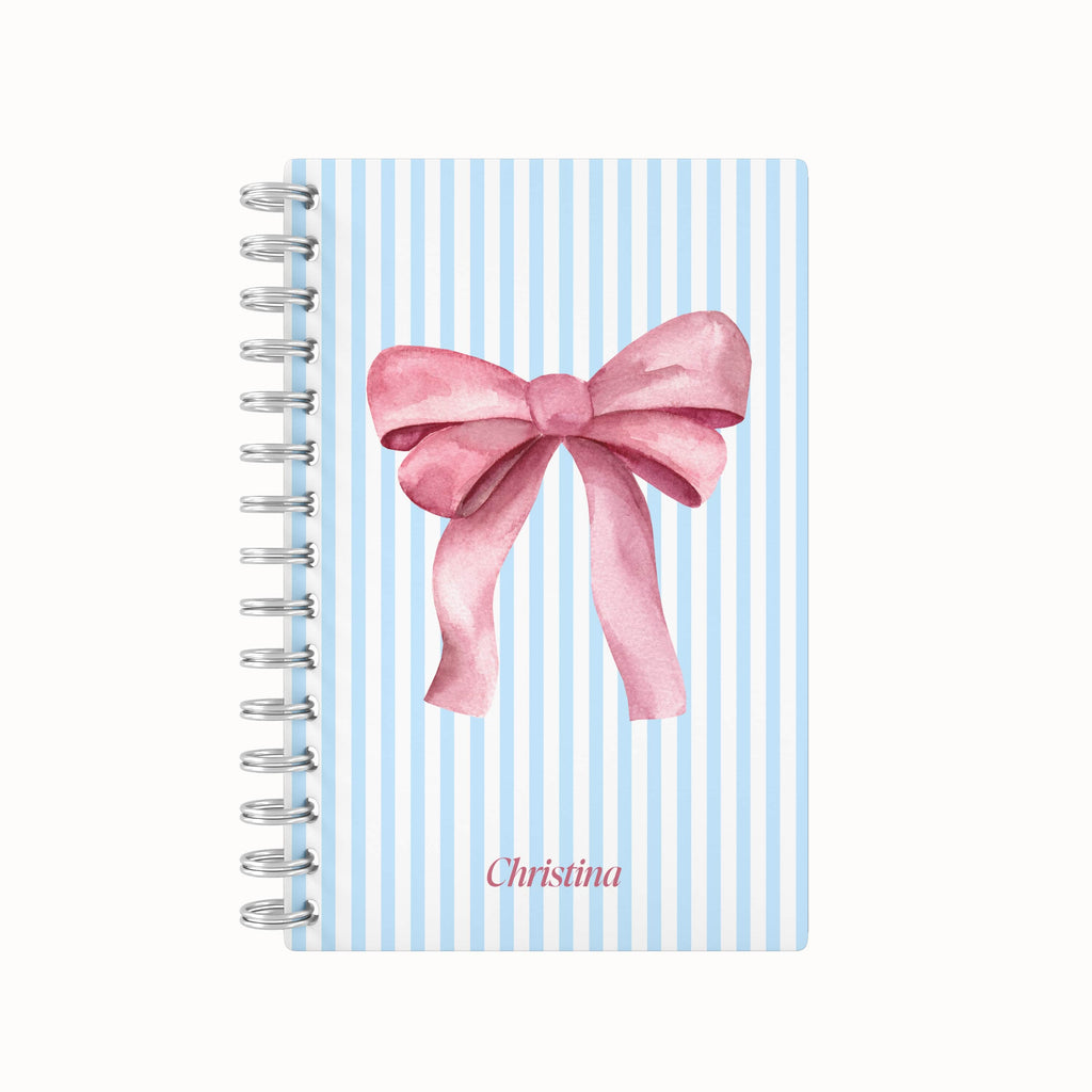 Pink Bow Lined Notebook - Blue