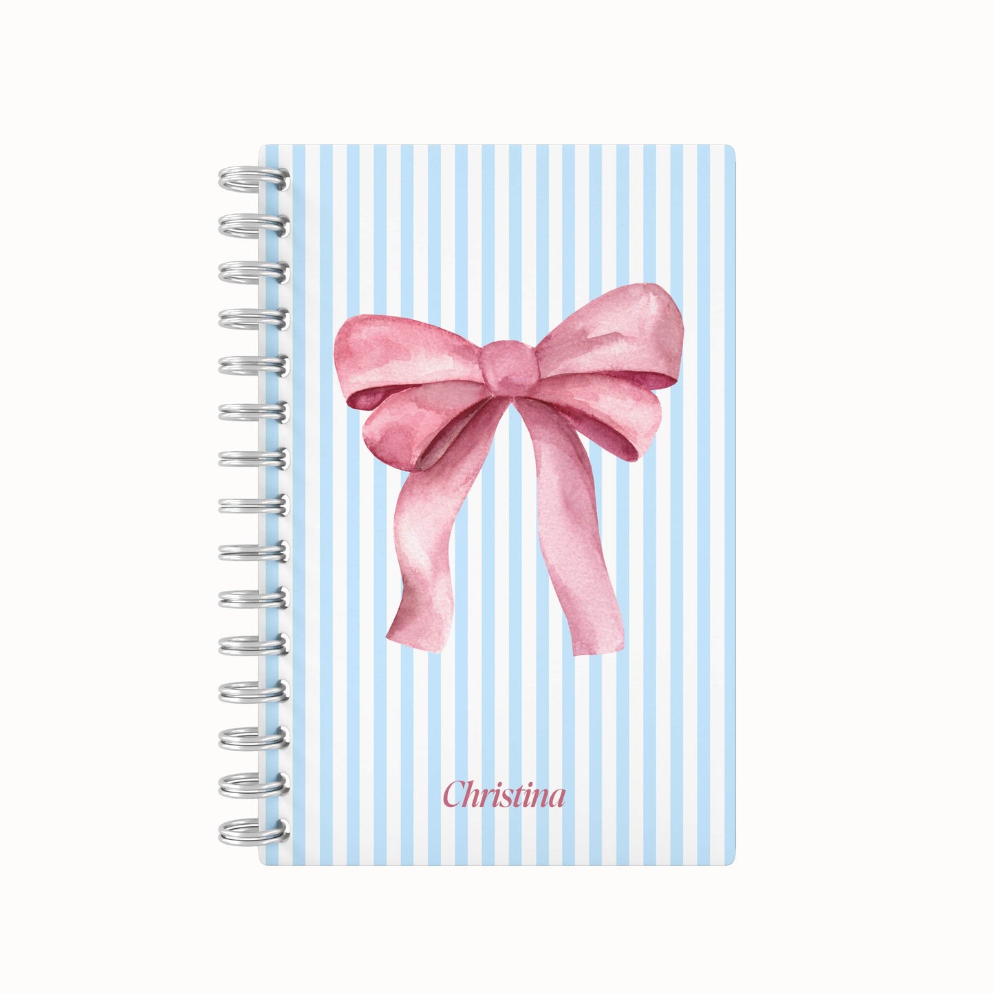 Pink Bow Lined Notebook - Blue