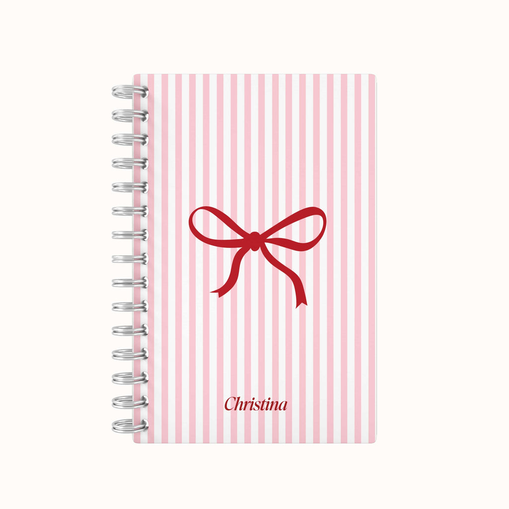 Red Bow Lined Notebook - Pink