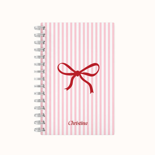 Red Bow Undated Daily Planner - Pink