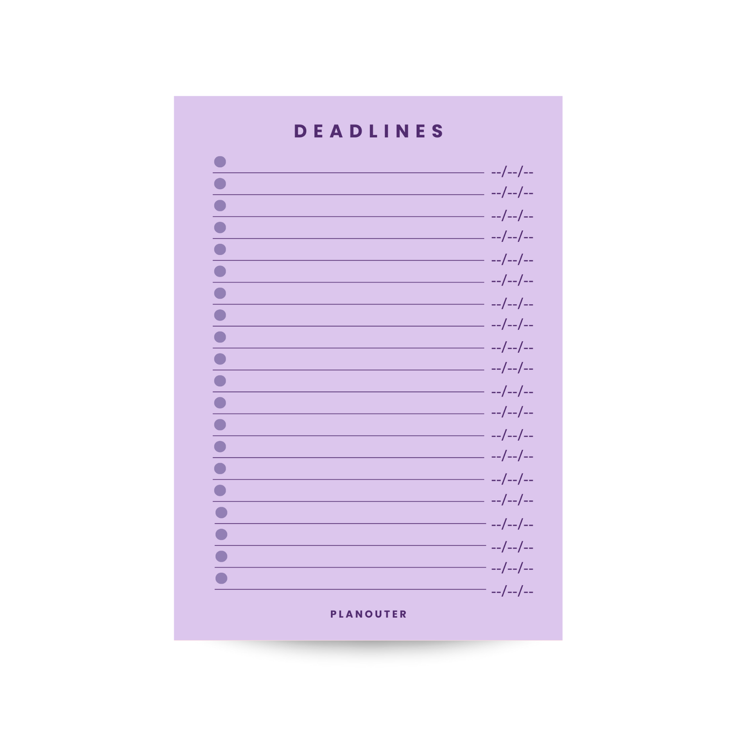 Deadlines Notepad - Purple