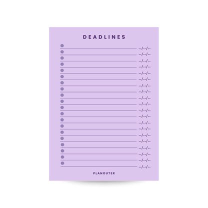 Deadlines Notepad - Purple