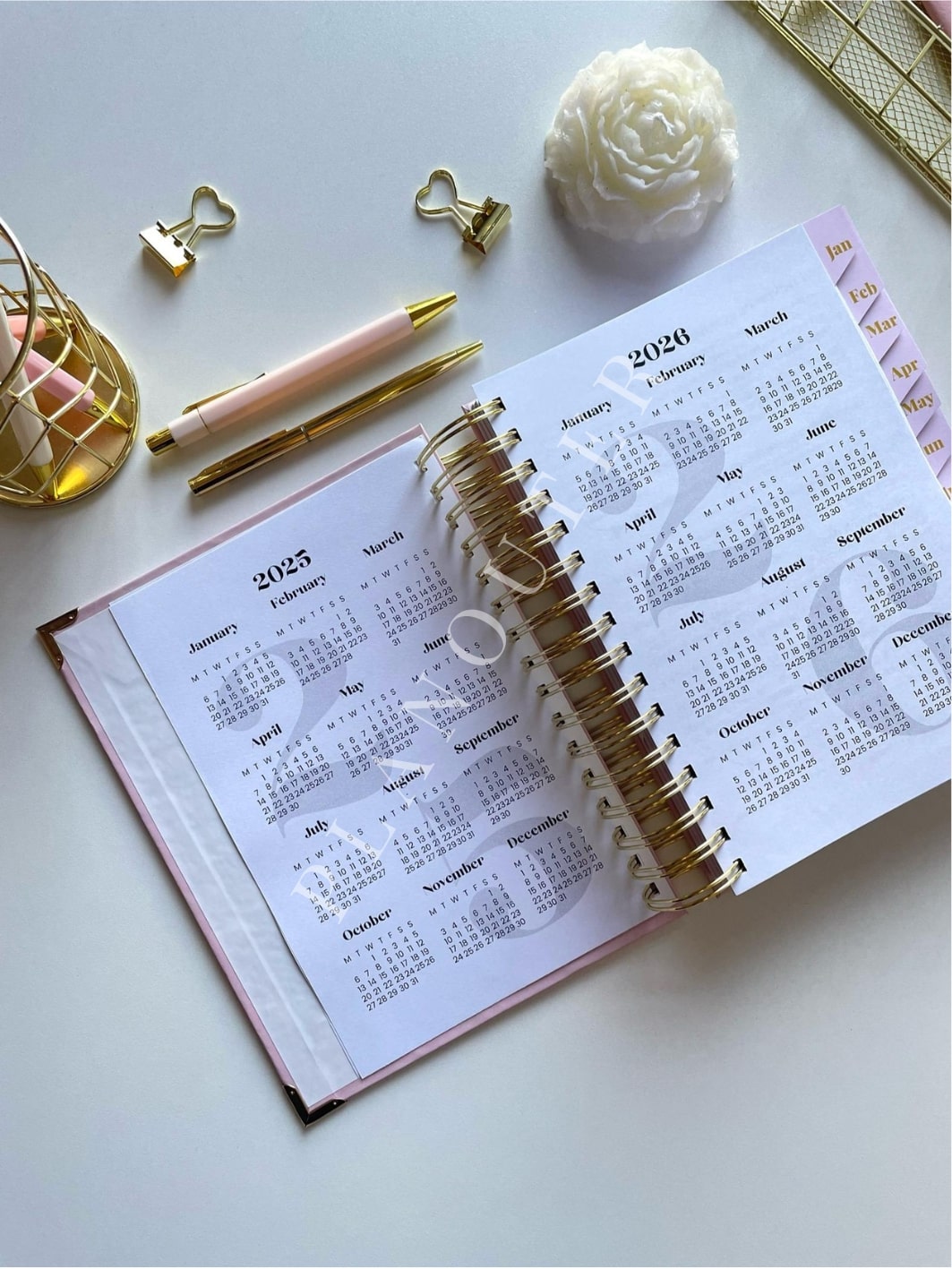 Gold Aqua Hue Marble 2025 Daily Planner