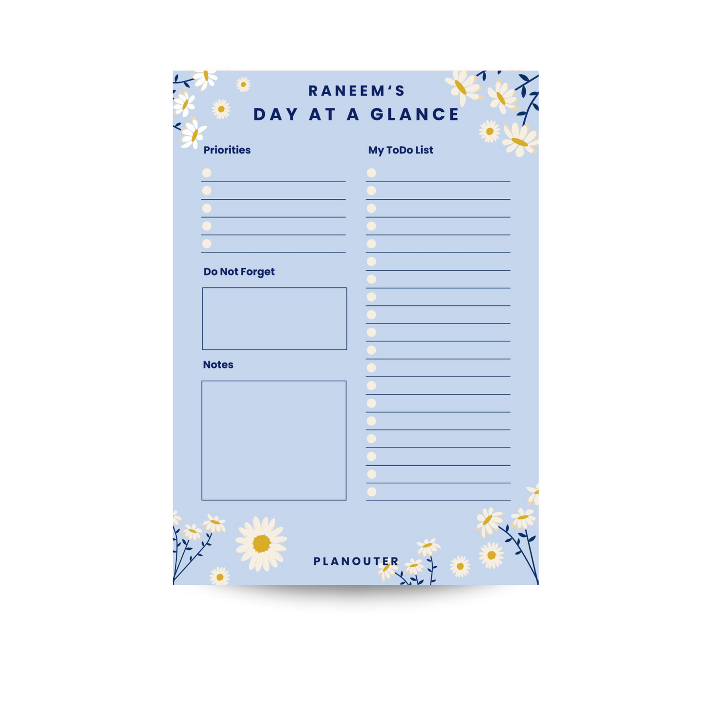 Daily Notepad - Daisy Blue