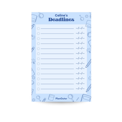 Deadlines Notepad - Student Blue