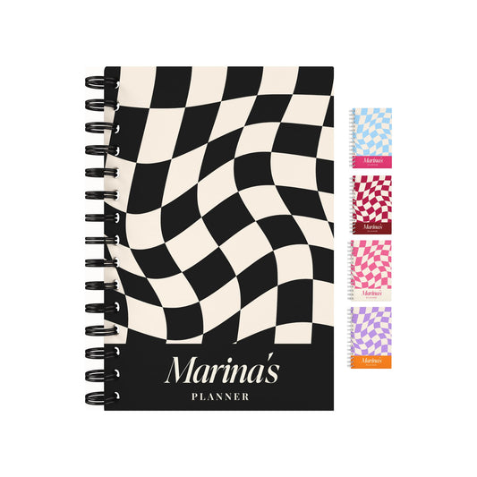Checkered Tiles Name Lined Notebook