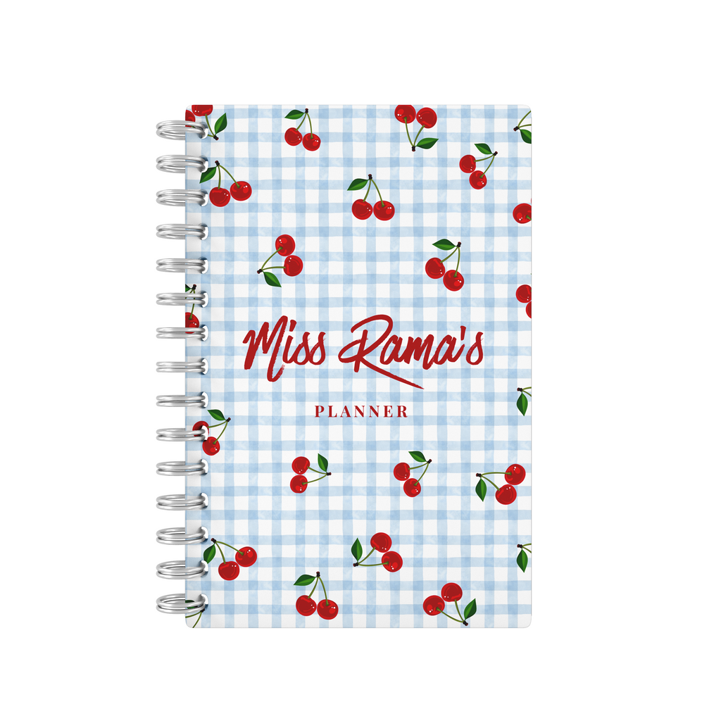 Cherries Checkered Blue - Teacher Planner