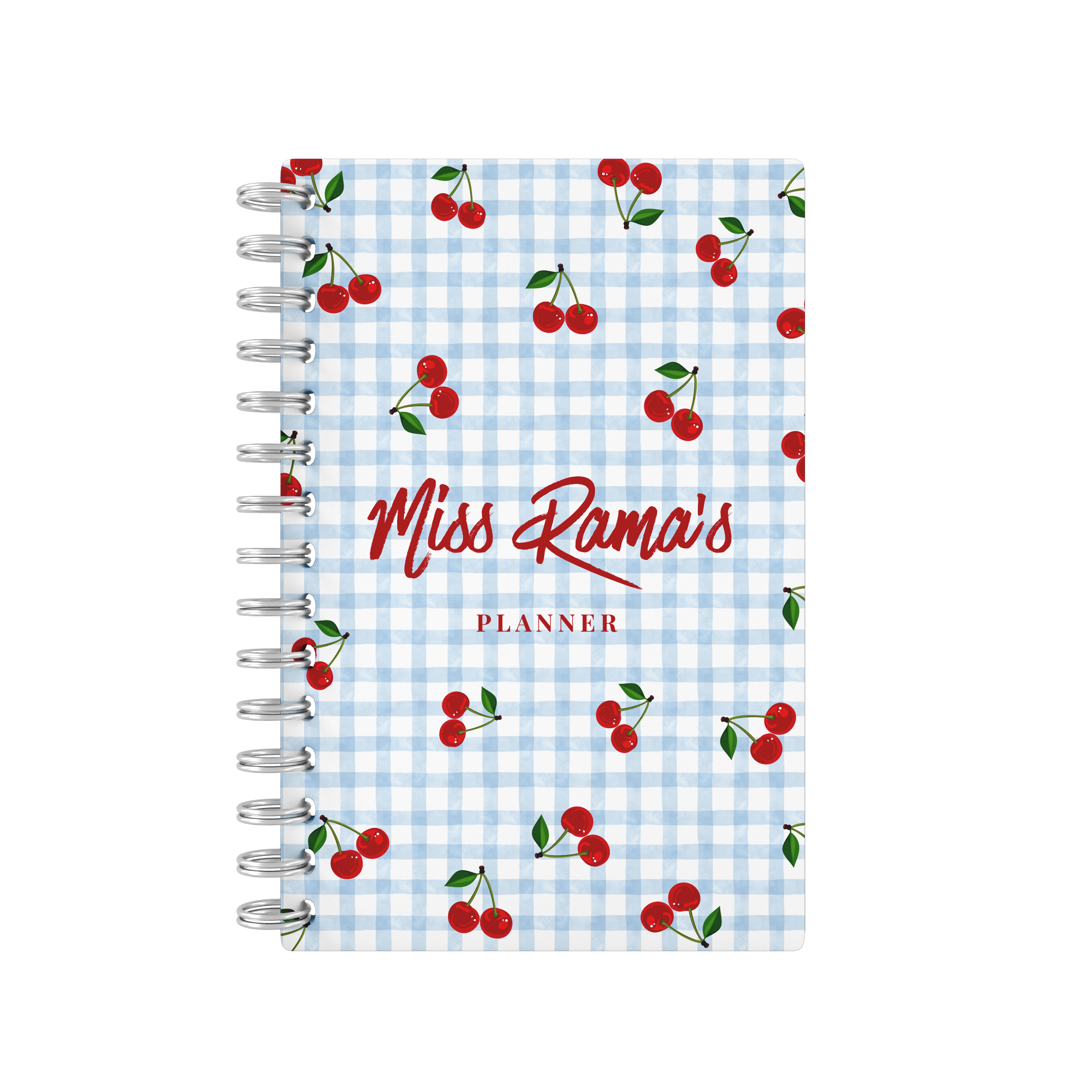 Cherries Checkered Blue - Teacher Planner