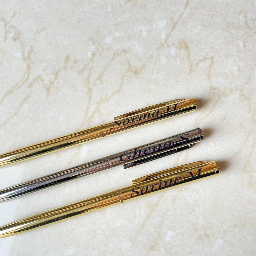 Silver Engraved Pen - Blue Ink