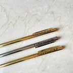 Silver Engraved Pen - Blue Ink