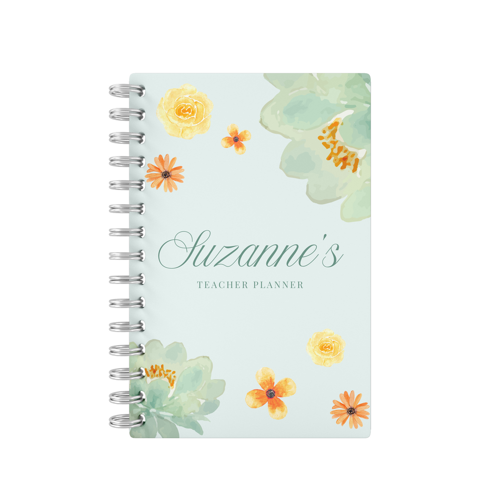 Green Flowers - Teacher Planner