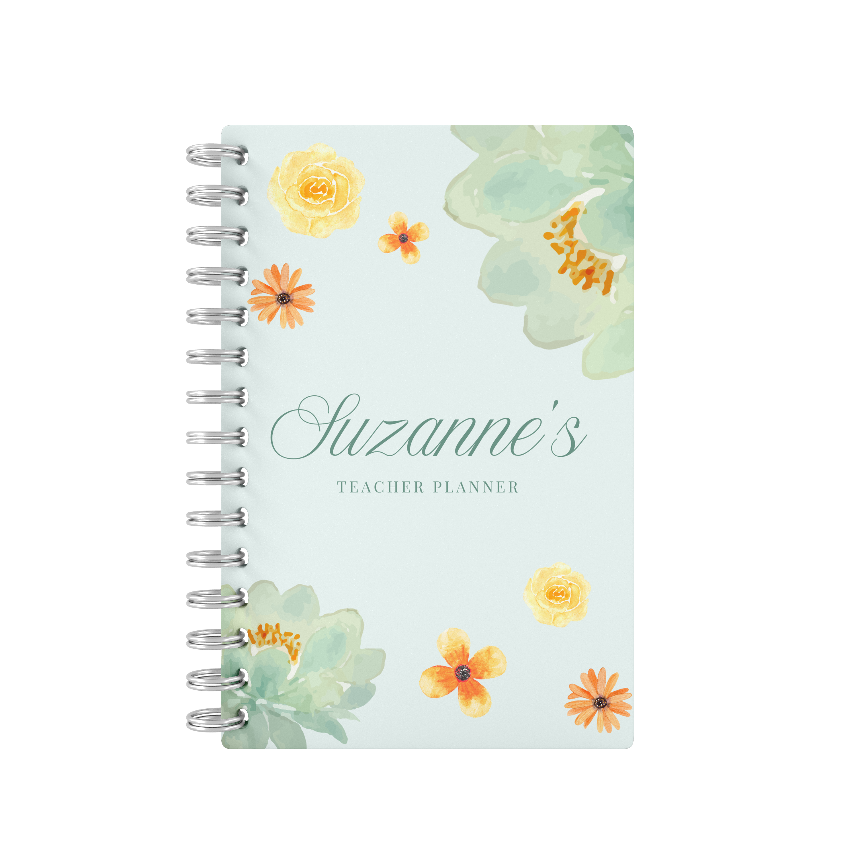 Green Flowers - Teacher Planner