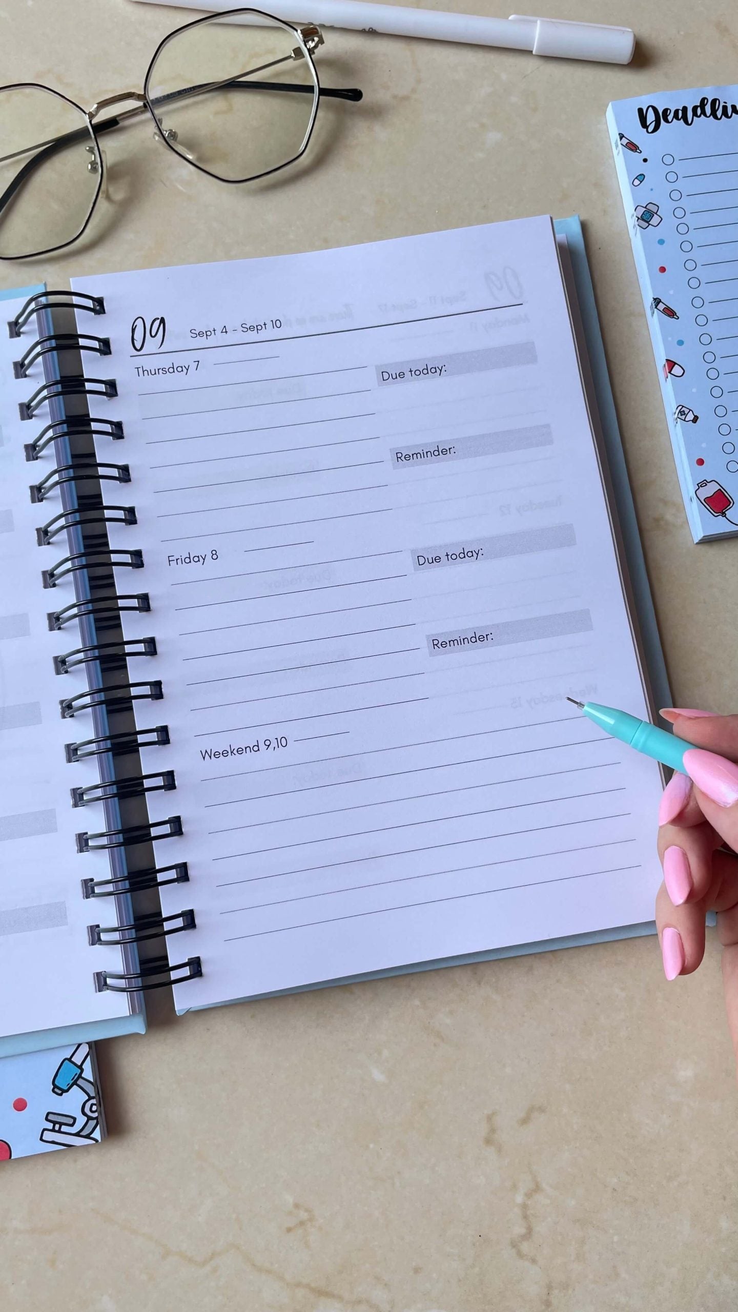 Funky Orange Blue Abstract Student Planner