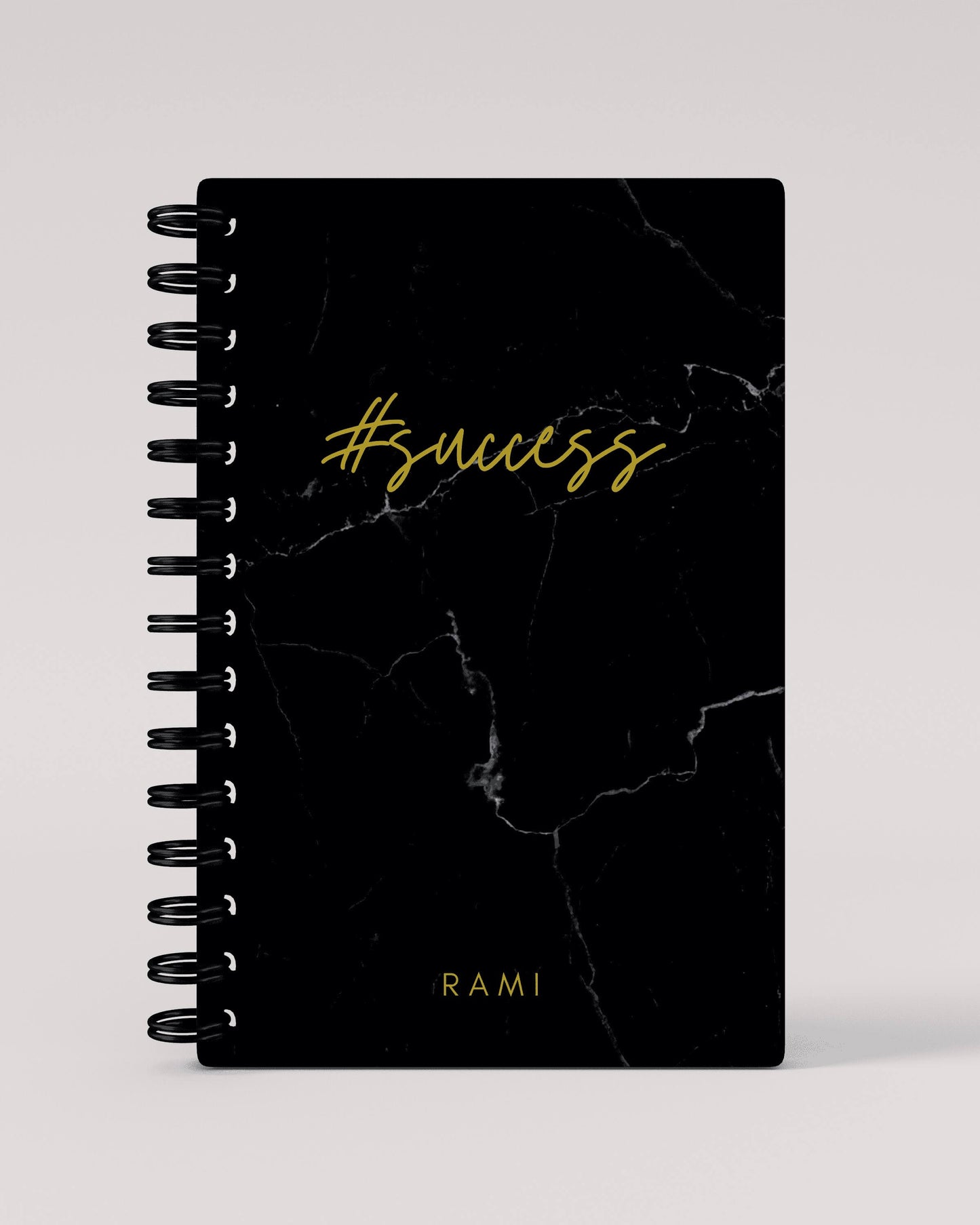 #Success Black Marble Lined Notebook