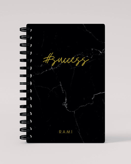 #Success Black Marble Lined Notebook