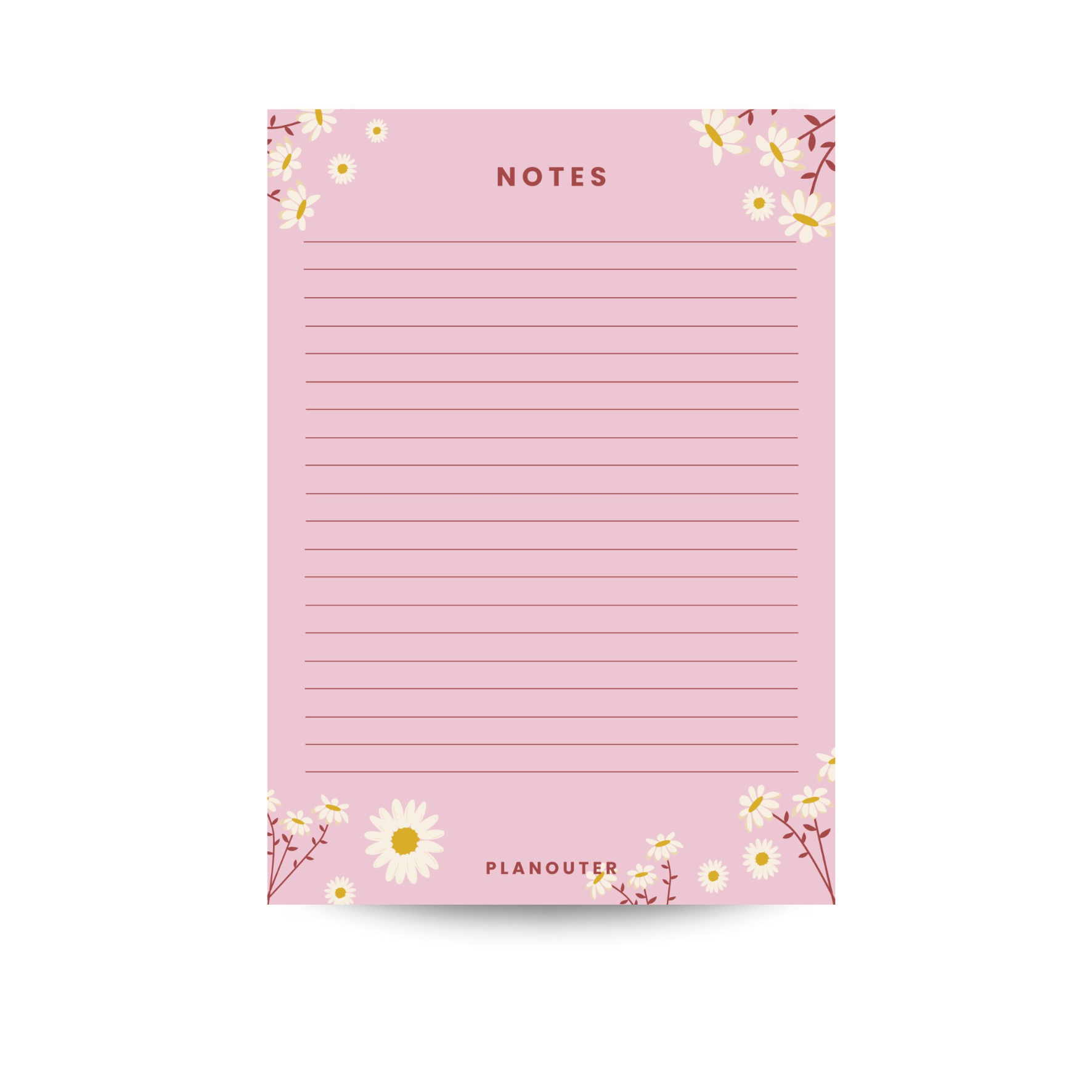 Pink Notes Box Daisy Pink Notes Notepad – PlanOuter