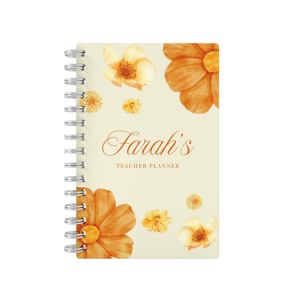 Orange Flowers - Teacher Planner