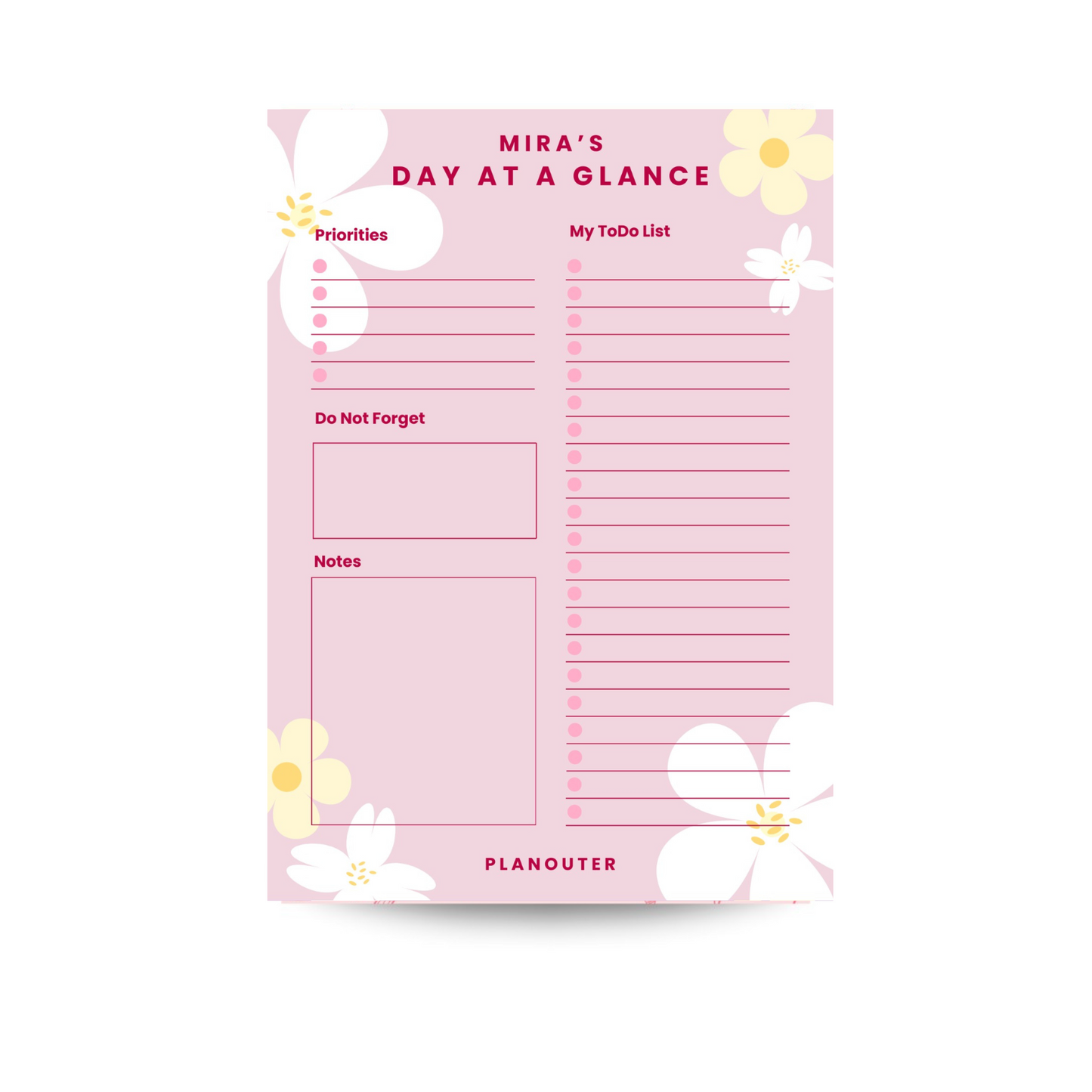 Daily Notepad - Dreams Pink