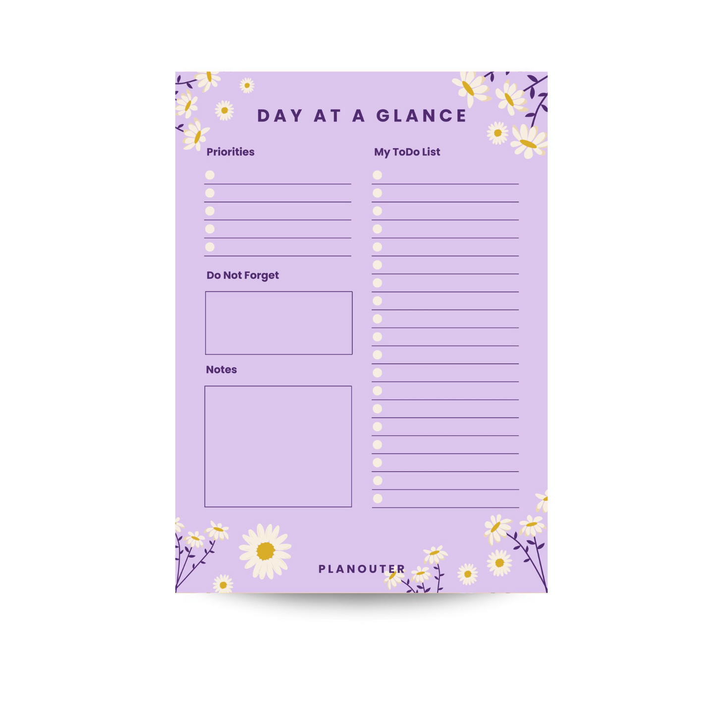 Daily Notepad - Daisy Purple