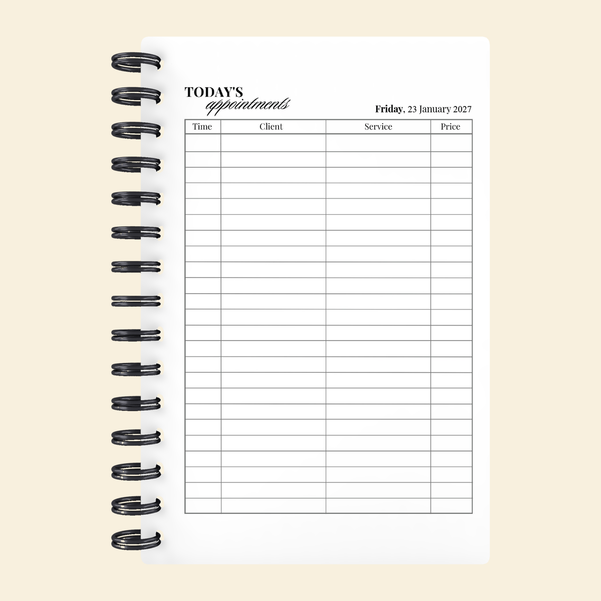 Full Year Daily Appointments Planner