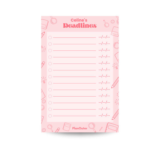 Deadlines Notepad - Student Pink