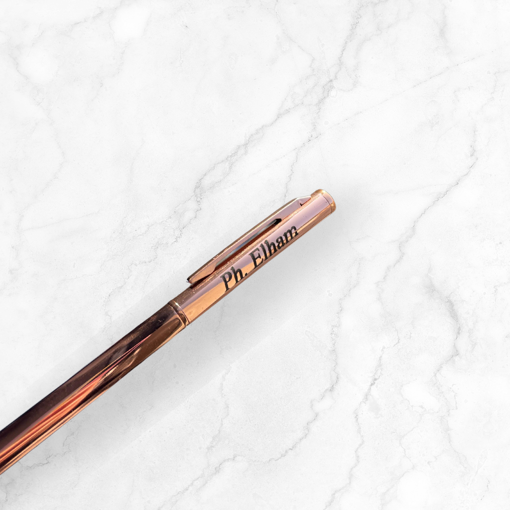 Rose Gold Engraved Pen - Blue Ink