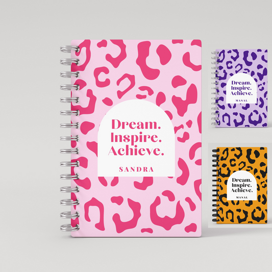 Dreams. Inspire. Achieve Leopard Print 2024 Weekly Planner