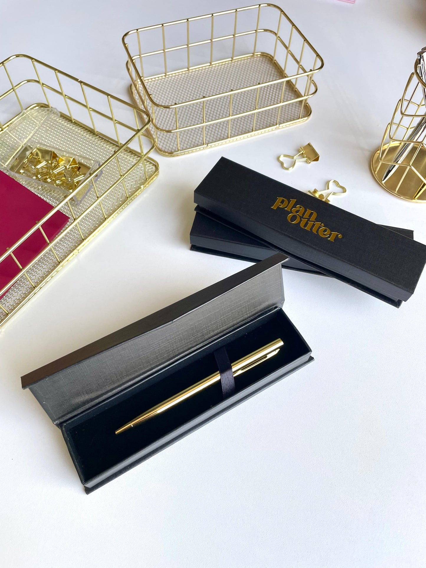 Gold Engraved Pen - Blue Ink