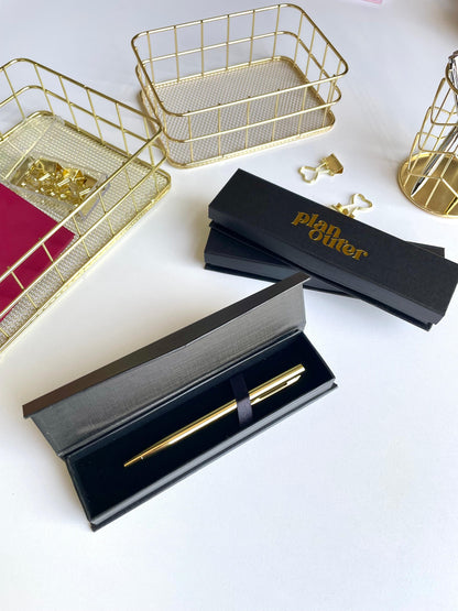 Gold Engraved Pen - Blue Ink