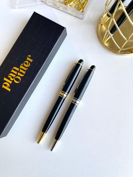 Black Engraved Ballpoint Twist Pen - Black Ink