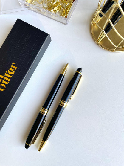 Black Engraved Ballpoint Twist Pen - Black Ink