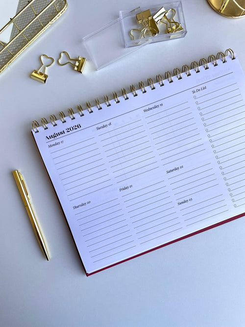 Abstract Leaves 2026 Desk Planner