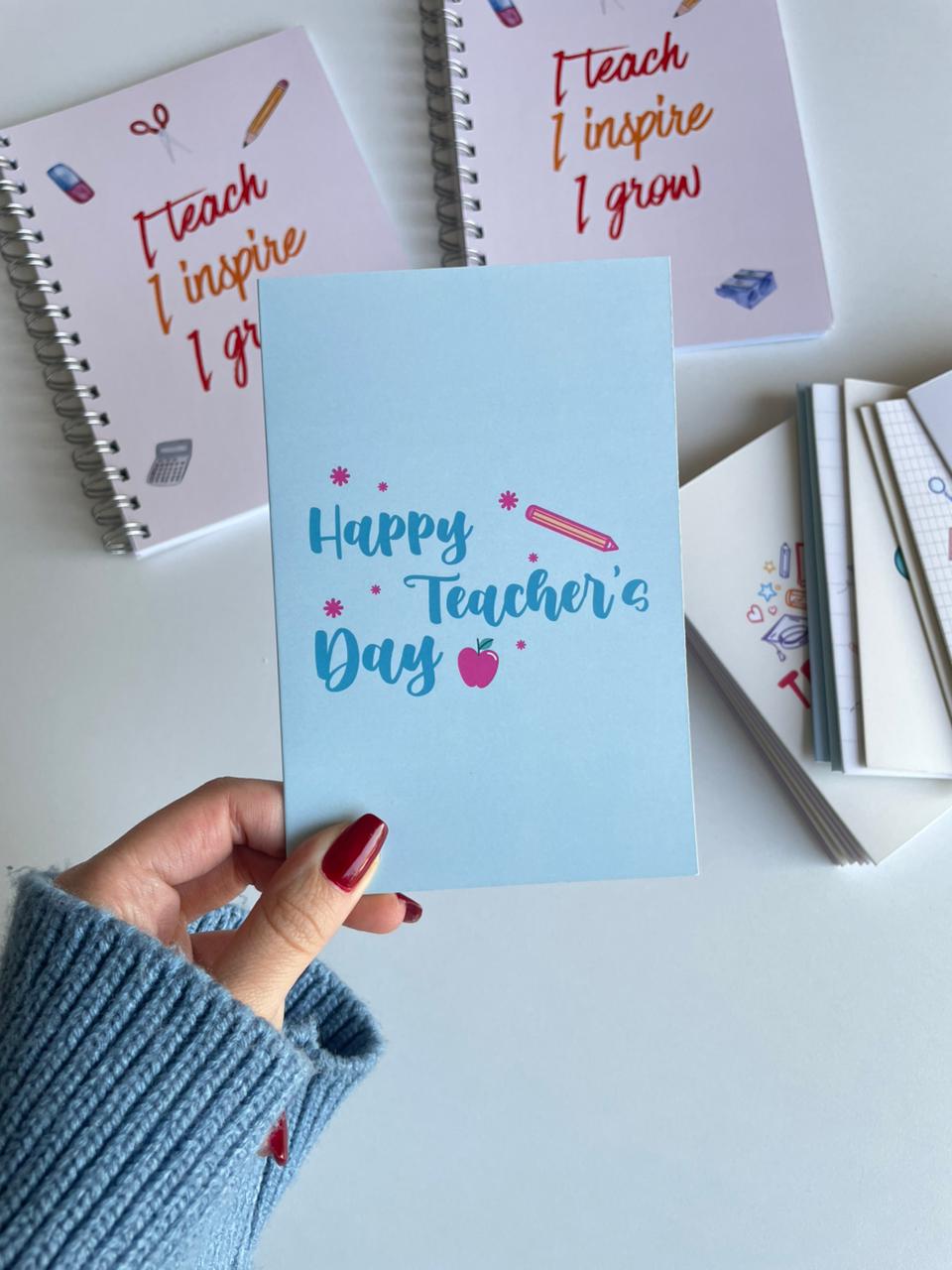 Happy Teacher's Day Blue - Greeting Card