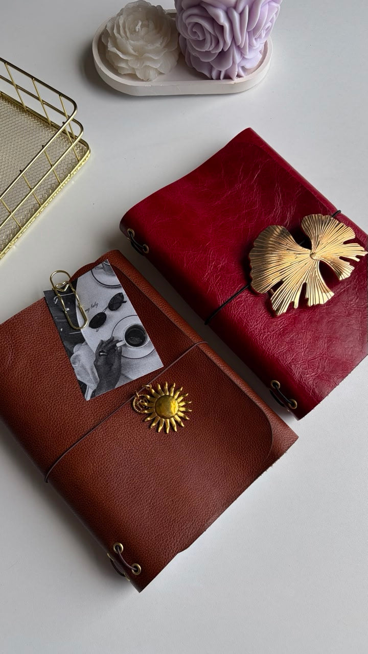 Cerise Archive - Aged Real Leather Refillable Journal