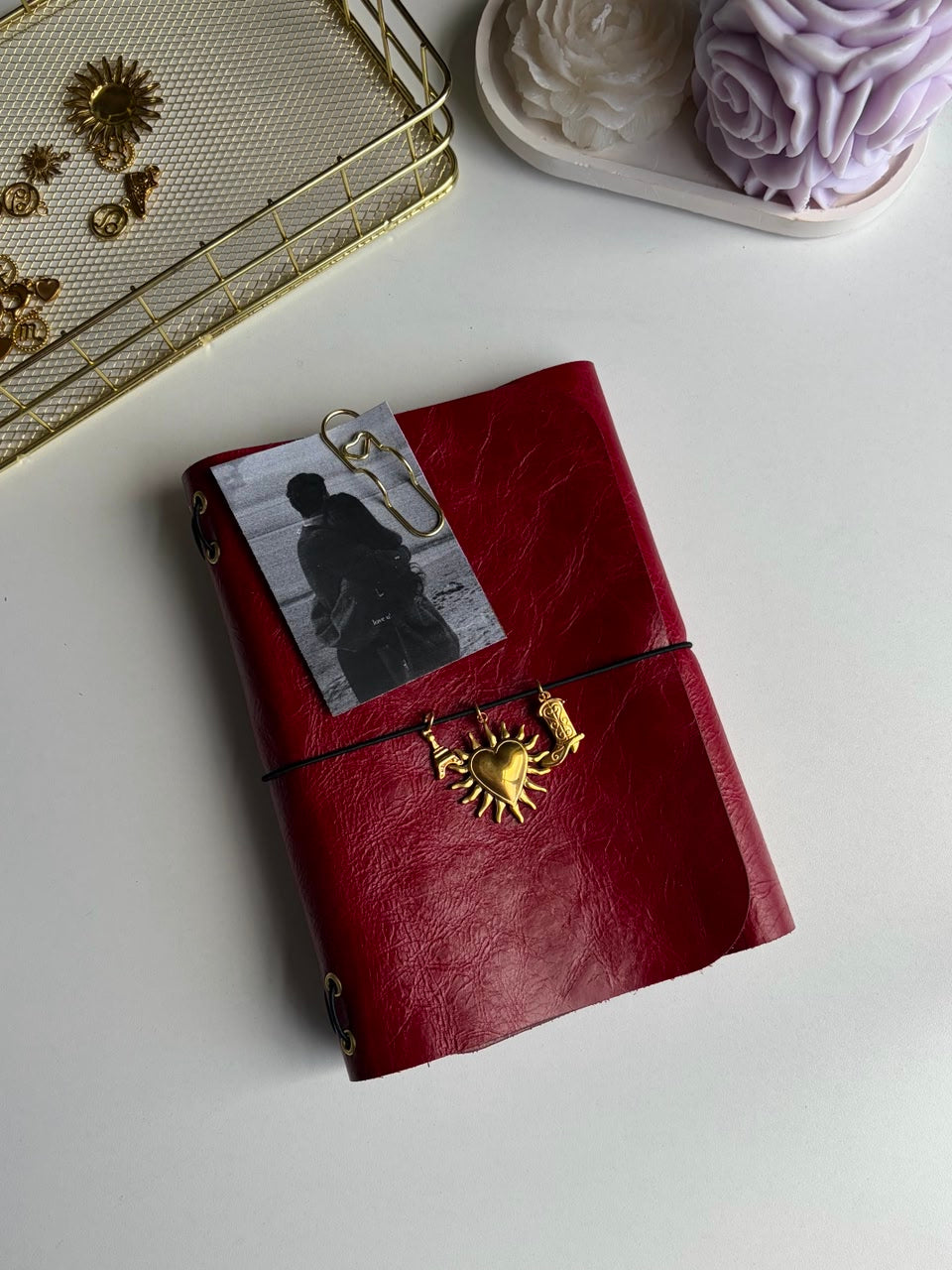 Cerise Archive - Aged Real Leather Refillable Journal